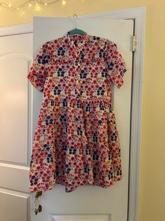 Ro's Garden Dresses & Skirts - RO’S GARDEN Floral Tiered Short-Sleeve Dress - Red & Navy